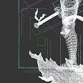 A Man Stands Before Enormous Moon With Intricate Mechanical Sculpture And Rock Formations