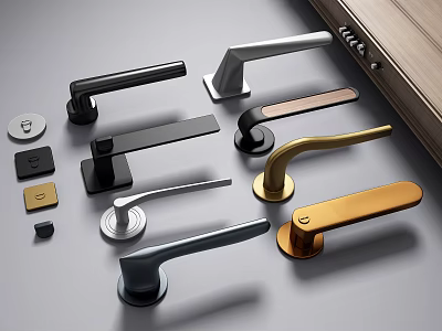 Modern Metal Door Handles With Various Designs And Multiple Color Options For Home Use 3d model