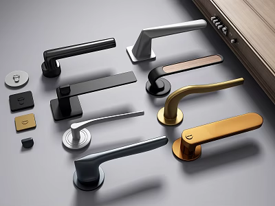 Modern door handle door handle combination 3d model