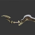 Decorative Curved Weapon With Wooden Handle Golden Accents And Metal Blade