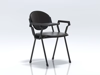 Black Single Chair With Armrests Modern Simple Design And Metal Frame 3d model