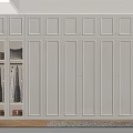 Modern Walk in Closet Interior Design With White Cabinets Golden Handles And Open Compartments