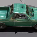 Vintage Green Pickup Truck with Antenna and Classic Exterior Design