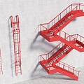 Outdoor metal staircase 3d model