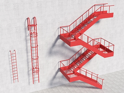 Outdoor metal staircase 3d model