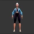 3D Character Design Featuring White Hair Blue Jacket Purple Leggings Front Back View