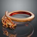 Gold Fashion Ring Featuring Intricate Horse Head Design And Smooth Surface