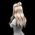 Game and Film Character 3D Model with Blonde Long Hair Hairstyle Design