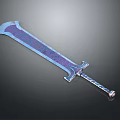 Ornate Fantasy Sword With Intricate Purple Blue Patterns And Decorative Hilt Design