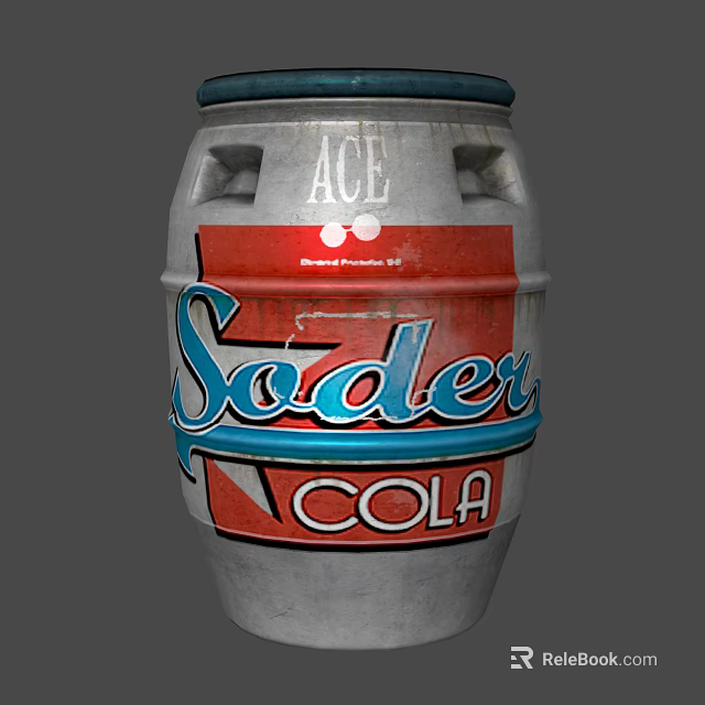 Industrial Equipment Metal Barrel With Soder Cola Branding And Storage Function 3d model 