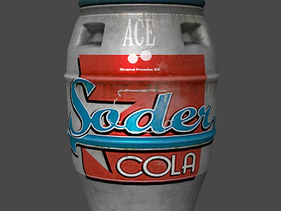 Industrial Equipment Metal Barrel With Soder Cola Branding And Storage Function 3d model