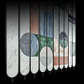 Geometric Patterned Screen With Marble Texture And Multicolor Circular Square Elements