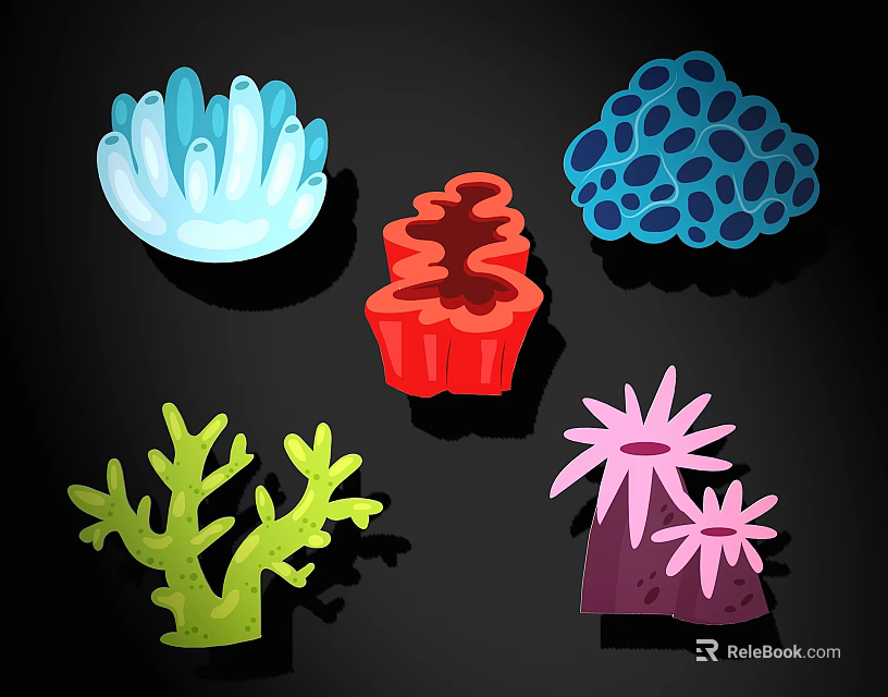 Colorful Coral Shaped Wall Decor With Modern Design Elements For Home Interior 3d model