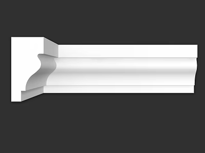 Decorative White Architectural Component With Curved And Angular Molding Design 3d model