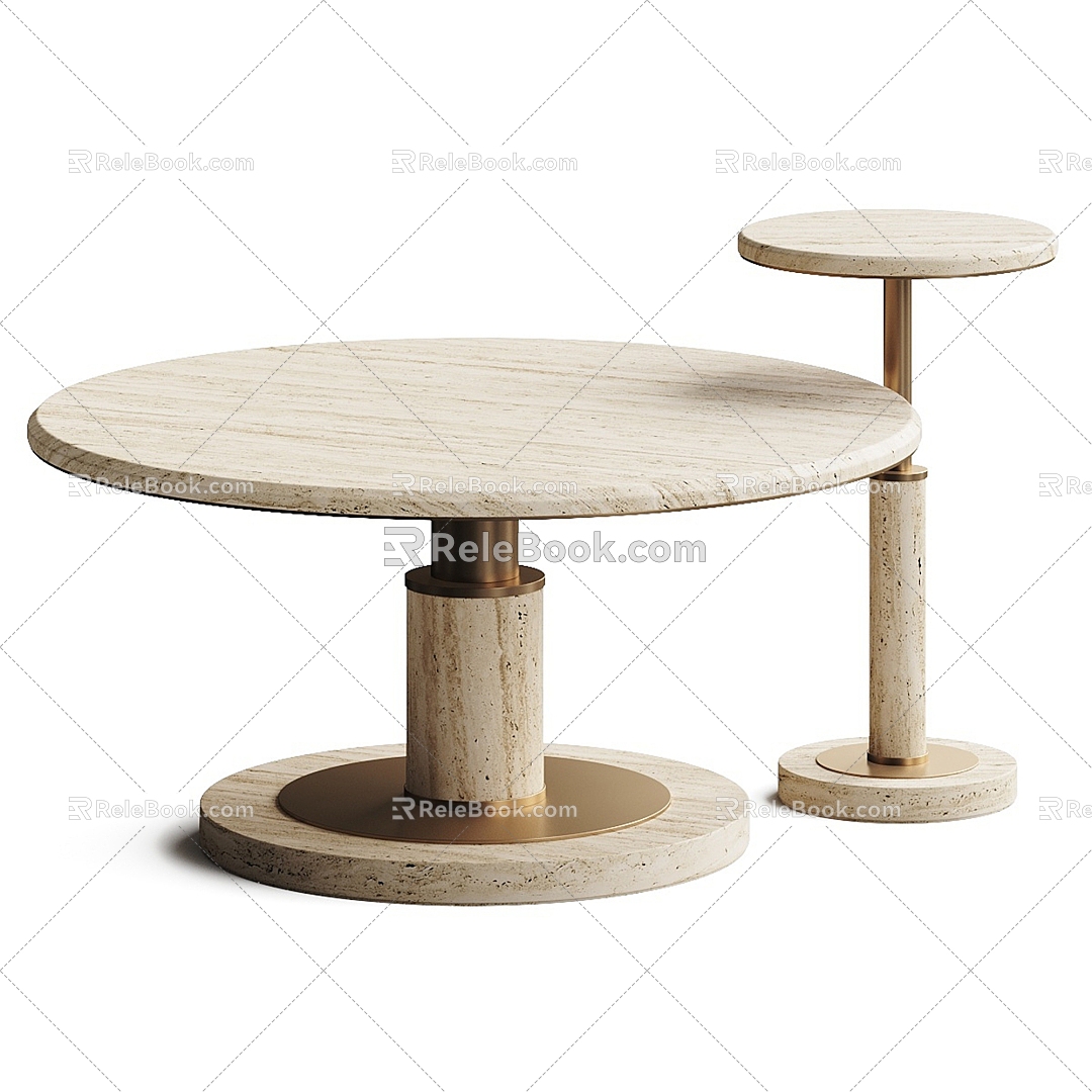 Light Luxury Coffee Table Side Table Combination 3d model