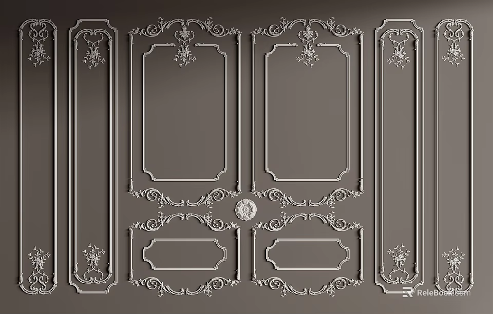 Ornate Plaster Moldings With Intricate Patterns For Interior Wall Decoration 3d model