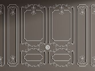 European-style plaster line carved wall panel 3d model