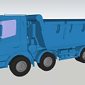 Blue Functional Dump Truck With Large Cargo Bed And Strong Wheels 3d model