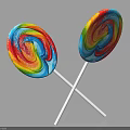 Colorful Rainbow Swirl Lollipops Crossed On White Background With Bright Hues