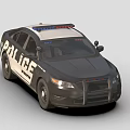 Michigan Police Sedan With Black And White Design And Emergency Lights
