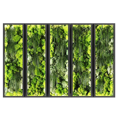 Lush Living Plant Wall With Five Panel Design For Modern Interior Decor 3d model