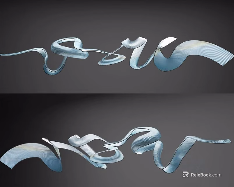 Modern Sculptural Chandelier With Flowing Curved Metal Lines For Interior Design 3d model 