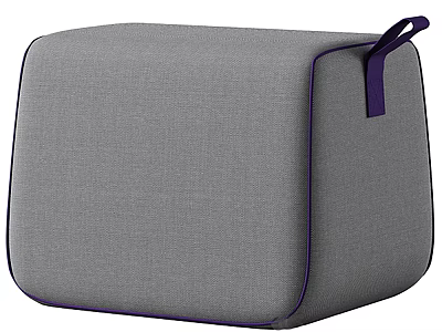 Gray Square Fabric Storage Basket With Purple Trim And Handle For Home Organization 3d model