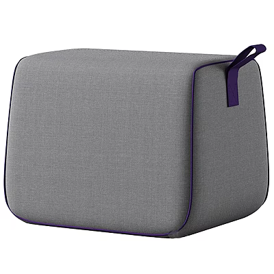 Gray Square Fabric Storage Basket With Purple Trim And Handle For Home Organization 3d model