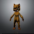 Fluffy Orange Cartoon Cat Character Standing Creature With Blue Eyes Furry Design