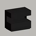Modern Black Bedside Table With Wooden Texture And Two Shelves Structure 3d model