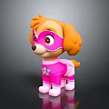 Cute Cartoon Dog Toy Figure In Pink Costume With Mask And Wings