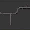 Industrial Piping System Equipment with Curved Pipes and Red Valve Components