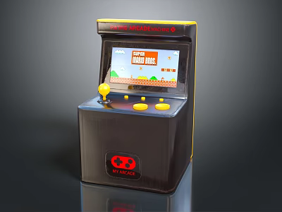 Retro Arcade Machine Entertainment Electronics with Classic Game Screen Joystick and Buttons 3d model