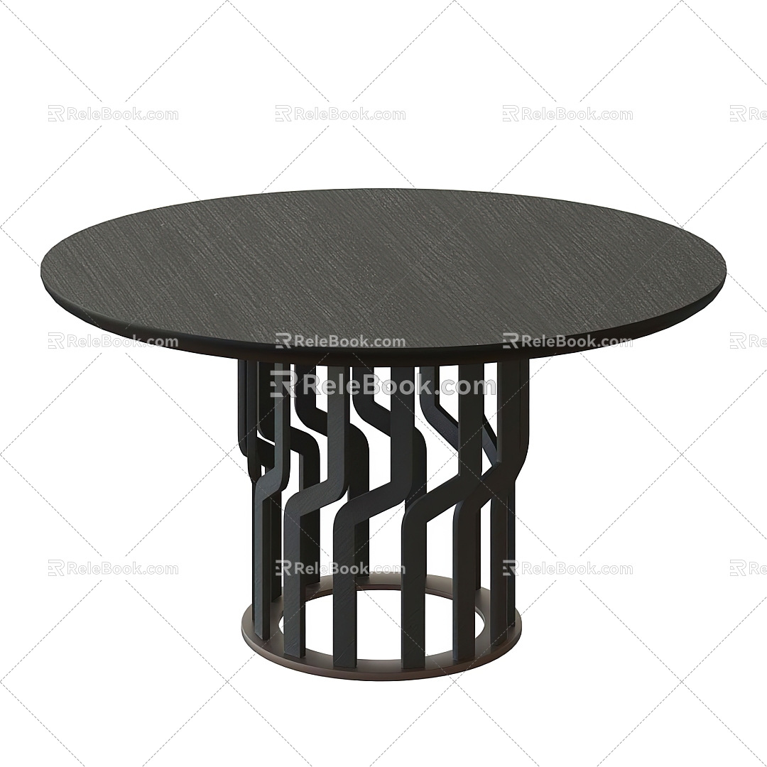 Table Round Table Solid Wood Dining Table 3d model