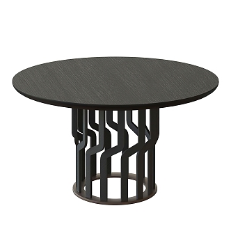 Table Round Table Solid Wood Dining Table 3d model