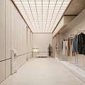 Modern Clothing Store Interior With Minimalist Design And Hanging Apparel Racks