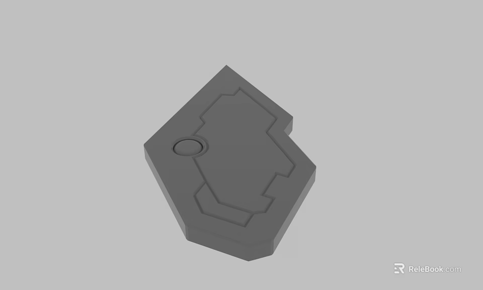 Gray 3D Model Of Irregular Polygon Part With Circular Hole And Geometric Surface 3d model 