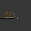Wooden Residential House With Gray Roof Balcony And Green Grass Surroundings