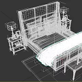 Double Bed with Gray Headboard White Mattress Pillows Nightstands Lamps End Bench and Gray Rug