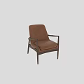 Modern Leather Single Chair with Dark Wood Armrests and Comfortable Cushion