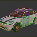 White Compact SUV with Black Roof Rack Stripes and Alloy Wheels Design