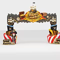 Pirate Themed Arch Decoration With Ship Model Pirate Characters And Flags 3d model