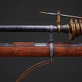 Vintage Sniper Rifle with Wooden Stock and Metal Barrel Equipped with Scope and Mechanical Details