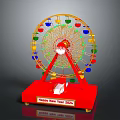 Colorful Ferris Wheel Model on Red Base for Happy New Year 2024 Decoration