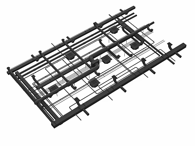 Industrial Piping Network Layout With Interconnected Pipes And Support Structures 3d model