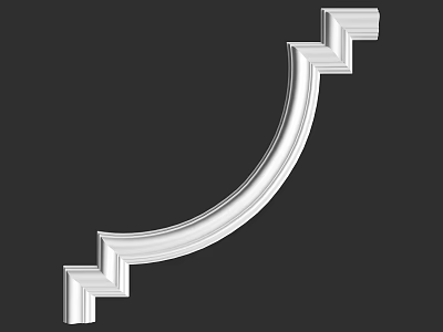 White Curved Decorative Corner Line Architectural Design Element With Smooth Shape 3d model