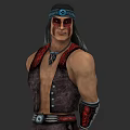 Game and Movie Character With Long Hair Blue Headband Red Face Paint and Leather Vest
