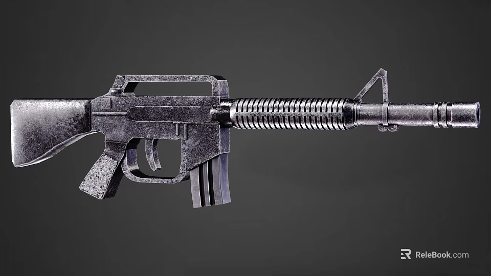 Tactical Military Style Assault Rifle With Metallic Finish And Detailed Design 3d model 