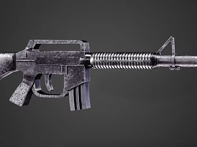 Tactical Military Style Assault Rifle With Metallic Finish And Detailed Design 3d model
