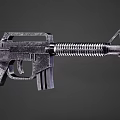 Tactical Military Style Assault Rifle With Metallic Finish And Detailed Design